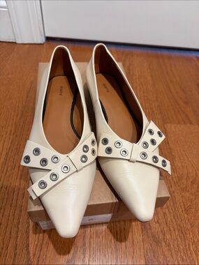 Anthropologie Maeve Grommet Bow Pointed Toe Flat